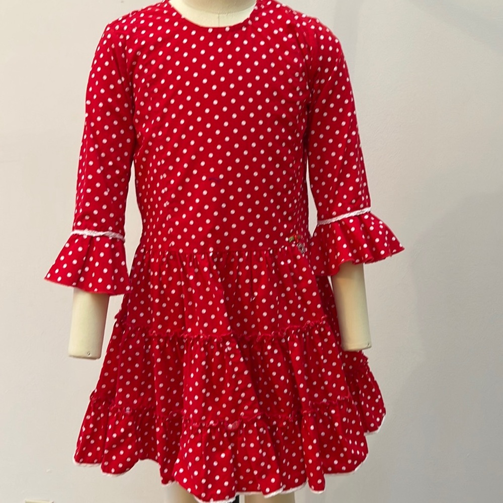 ♥️Mim Pi Girls Size 122 Red and White Polka Dot Dress💃